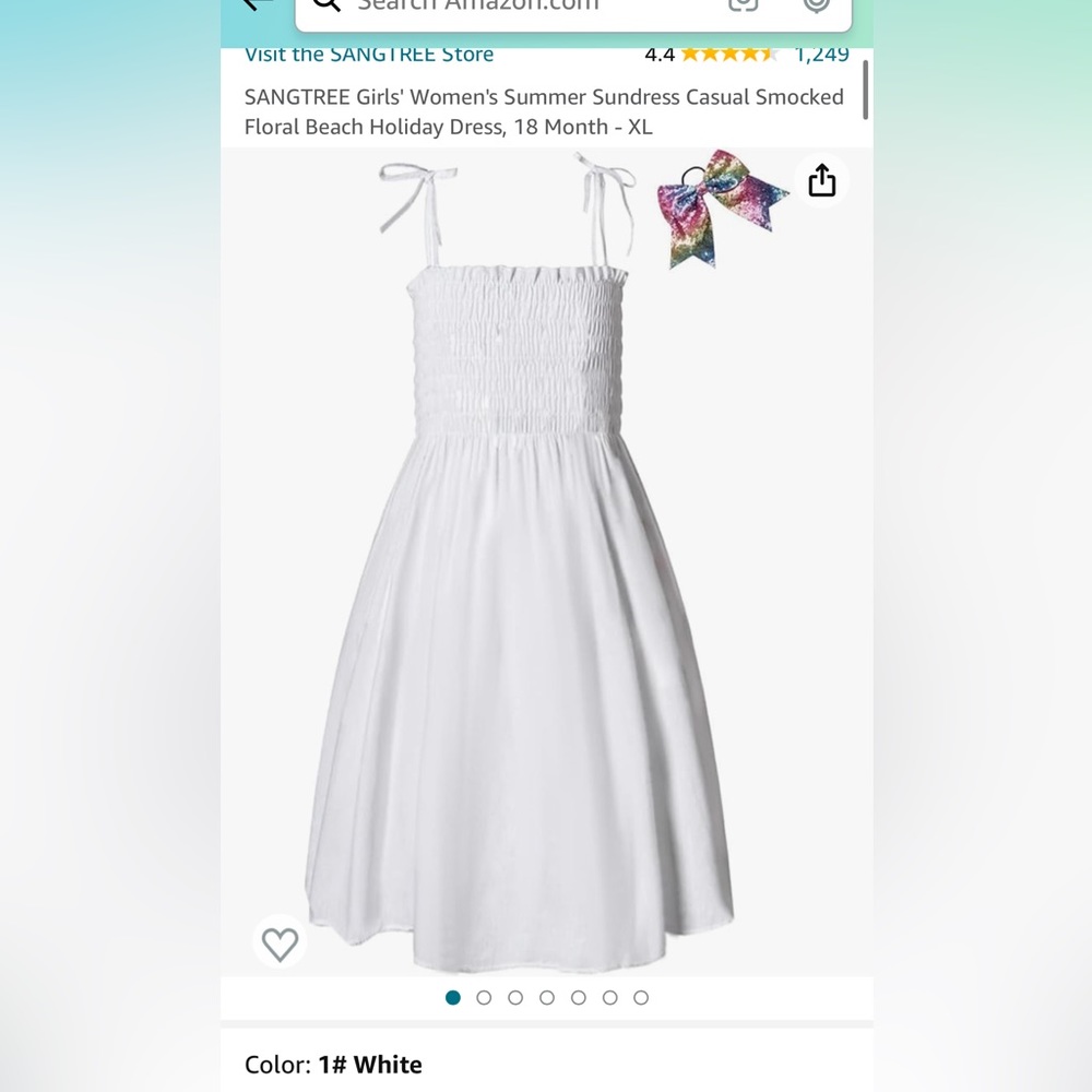 SANGTREE Girls' Summer Sundress Casual Smocked Dress 6-7 years, medium